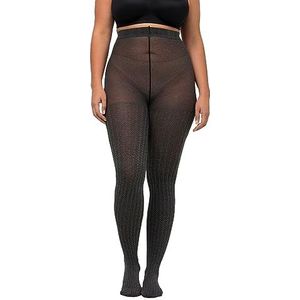 Ulla Popken Collants pied de poule grande taille pour femme, Noir, 44-46 grande taille