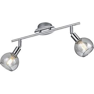 Reality Leuchten Brest R80592006 plafondlamp, verchroomd metaal en rookglas 2 x E14