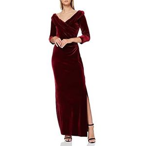 Gina Bacconi Dames Velvet Maxi Dress cocktailjurk, bordeaux, maat 36, Bordeaux