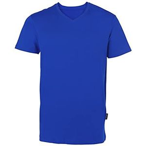 HRM Luxe heren-T-shirt met V-hals van 100% biologisch katoen, basic T-shirt wasbaar tot 60 °C, hoogwaardige en duurzame mannen koningsblauw, 4XL, Royal Blauw