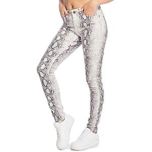 Urban Classics Dames Animal Stretch Twill Skinny Damesbroek, meerkleurig (offwhite snake 02049)