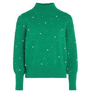 Nascita Dames mode trui met kralen met halve rolkraag en designgevoel polyester groen maat M/L trui sweater, M, groen, M, Groen