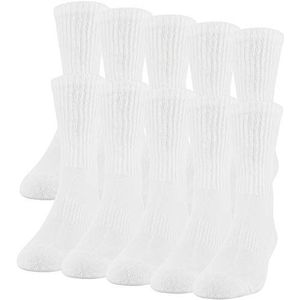 Gildan Cotton Crew Socks, 10 paar katoenen crew-sokken, 10 paar heren (verpakking van 10 stuks), wit (10 paar)