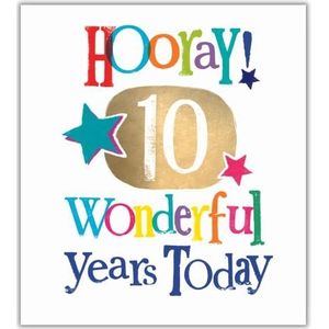 Verjaardagskaart voor de 10e verjaardag ""Happy 10th Birthday