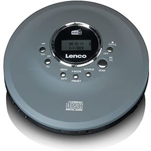 Lenco CD-400 - Draagbare cd-speler - Discman - DAB+ radio - CD, CD-R/RW, MP3-speler - zendergeheugen - Audioboekfunctie - Schokbestendig - Ingebouwde batterij 1000 mAh - Grijs