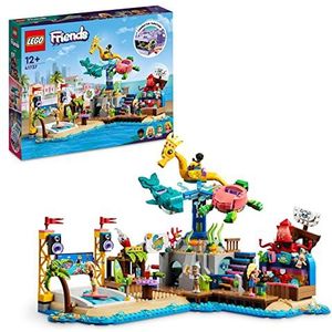 LEGO 41737 Friends Het pretpark op het strand, geavanceerd bouwspeelgoed, met draaimolen en golfmachine en dolfijnfiguren, schildpad, zeepaardje voor kinderen en jongeren vanaf 12 jaar