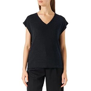 ONLY Onlnew Queen S/S Glitter V-Neck Top JRS T-shirt pour femme, Noir/détails : sodalite métallisé, XS