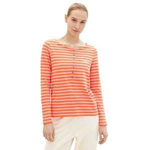 TOM TAILOR Dames T-shirt à manches longues 1035458, 31602 - Pink Red Stripe, M