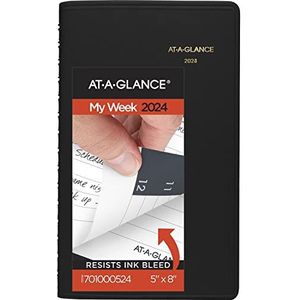 AT-A-GLANCE Weekplanner 2024, 12,7 x 20,3 cm, klein, zwart (701000524)