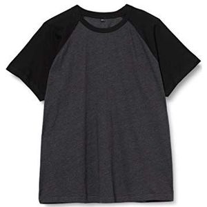 Build Your Brand Raglan Contrast T-shirt voor heren, Koolstof/zwart