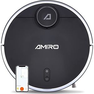 AMIRO LiDar R5 robotstofzuiger, LiDar-technologie, met real-time ruimtekaart, robotstofzuiger voor dierenharen, zuigvermogen 2200 Pa, reinigingsfunctie en navigatie