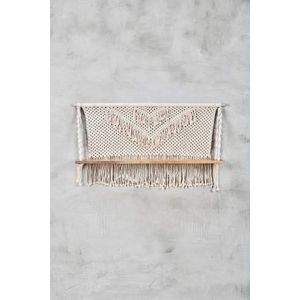 carla&marge 20-700005 handgeweven macramé wandrek voor bloempot, Boheemse stijl, voor thuis, tabima, mango, katoen, natuurlijke crème, 60 x 90 x 20 cm