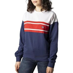 Fila Boston Sweatshirt voor dames, ronde hals, Middeleeuws blauw - helder wit, echt rood