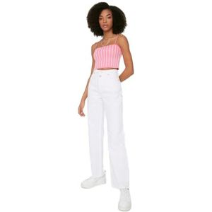 Trendyol Jeans met hoge taille en brede pijpen uit de jaren 90 voor dames (1 stuk), Wit.