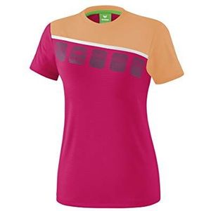Erima 5-c T-shirt voor dames (1 stuk), Love Roze/Peach/Wit