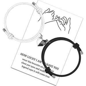Magnetische armband in hartvorm, voor koppels, magneetsluiting, handverstelbaar, voor cadeau voor liefhebbers van vriendin, vriend, Metaal