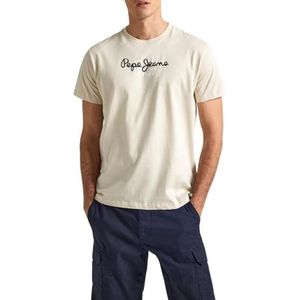 Pepe Jeans Eggo N T-shirt voor heren (1 stuk), Beige (beige basis)