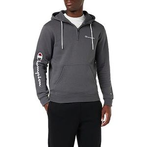 Champion Legacy American Classics MaxiLogo Powerblend Fleece Half Zip Sweatshirt met capuchon voor heren, Grafietgrijs.