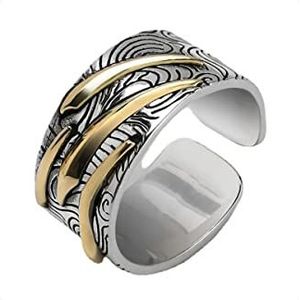 KONFEN Zilveren ring voor heren, Meteoor ring, verstelbaar, verstelbaar, open, een ring met duimring, verstelbare ringen, teen, sieraden, eenvoudig, vintage, voor tienermannen, zilver, Zilver