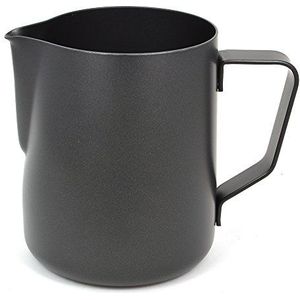 Rhinowares Stealth melkkan zwart, 950 ml, roestvrijstalen melkkannetje met interne markeringen voor koffie, cappuccino, barista, espressomachine, antiaanbaklaag