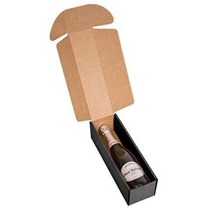 Only Boxes, Set van 4 geschenkdozen met elk 1 fles, kartonnen doos voor cava of champagne in de kleur zwart, geschenkdoos