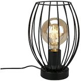 BRILONER Leuchten 7026-015 tafellamp, bedlamp, bureaulamp, 1 x E27 lamp met kabelschakelaar, zwart, 175 x 256 mm (DxH)