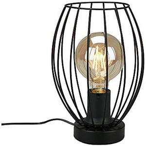 BRILONER Leuchten 7026-015 tafellamp, bedlamp, bureaulamp, 1 x E27 lamp met kabelschakelaar, zwart, 175 x 256 mm (DxH)