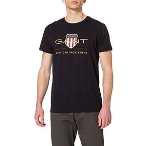 GANT D2 Archive Shield Ss T-shirt voor heren, zwart.