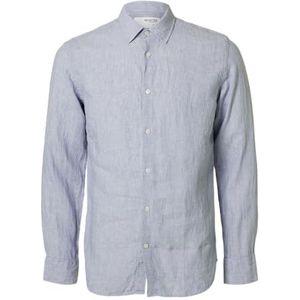 Slhregkylian-Linen T-shirt Ls Classic Noos, Blue Fog, L