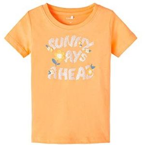 Name It NMFHERMINE SS Top T-Shirt, Spicy Orange, 86 Fille, Spicy Orange, 86