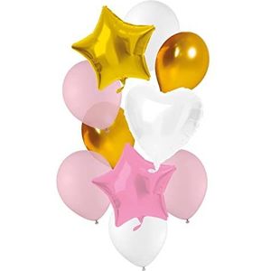 Folat 66979 ballonset roze/goud/wit, meerkleurig