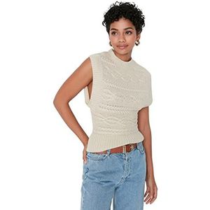 TRENDYOL Knitting Detailed Knitwear Sweater Dames (1 stuk), Steen