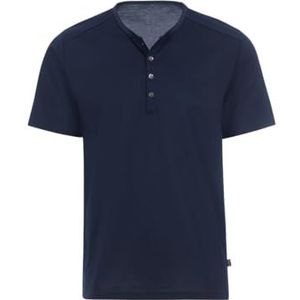 Trigema Heren T-shirt met knoopsluiting van luxe katoen, Navy Blauw