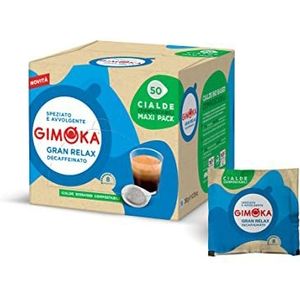 Gimoka Composteerbare koffiepads, Gran Relax cafeïnevrij koffiemengsel, intensiteit 8 tot 50 pads, compatibel met ESE System papieren pads 44 mm