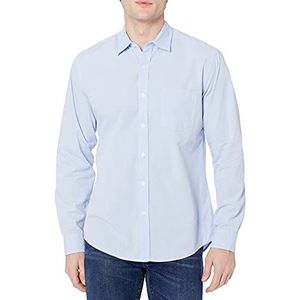 Amazon Essentials Casual popeline overhemd met lange mouwen voor heren, klassieke pasvorm, lichtblauw, XS