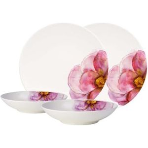 Villeroy & Boch - Rose Garden bordenset, 4 p, serviesset voor 2 personen, premium porselein