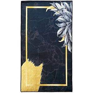 Mani Textile - Tapijt, bladgoud, zwart, afmetingen: 80 x 150 cm