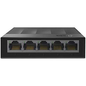 TP-Link LS1005G Gigabit Ethernet Switch 5 poorten 10/100/1000 Mbps (snelheid tot 2000 Mbps) – ideaal voor uitbreiding van het bekabelde netwerk voor kleine en thuiskantoren