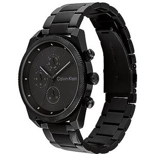Calvin Klein 25200359 Herenhorloge – Japans kwarts – armband van roestvrij staal, zwart, Zwart