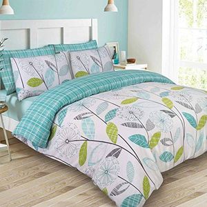 Dreamscene Allium beddengoedset met kussenslopen van polyester/katoen, blauwgroen