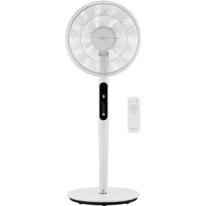 VIOLA Stille staande ventilator met afstandsbediening, borstelloze motor, 19 W, zuinig, krachtige luchtstroom, 9 snelheden en turbo, 120 graden draaibaar, in hoogte verstelbaar, kantelbaar naar boven