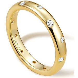Adramata Gouden damesring 14 karaat goud gevulde ring CZ verklaringsringen stapelbare vingerringen trouwring dames gouden verlovingsring duimringen gouden ring dames gouden sieraden, Koper
