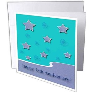 3dRose gc_34313_2 wenskaarten ""Happy 35th Anniversary"" 15 x 15 cm, 12 stuks