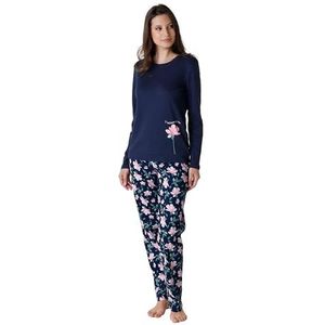 Lovable Lungo In Interlock Di Cotone Pijama-set voor dames (1 stuk), Blauw