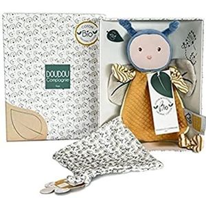 Doudou et Compagnie - knuffeldier fopspeen – bij pollen – van biologisch katoen – geel – geschenkdoos – 17 cm – cadeau-idee voor geboorte meisjes en jongens – garantie verloren knuffeldier – DC3847