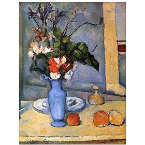ArtPlaza Cezanne Paul Still Life met blauwe vaas houten bord decoratief bord bont 60x80 cm