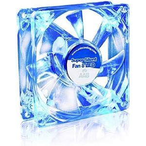 AABCOOLING Super Silent Fan 8 Blue LED – 80 mm ventilator voor behuizing, stil en efficiënt, met 4 anti-vibratiepads en blauwe leds, 12 V, ventilatie voor pc, 8 cm, ventilatorventilator PC 13,9 dB (A)