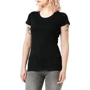 Build Your Brand Dames T-Shirt Basic Tops Dames Verkrijgbaar in zwart of wit, Maat XS-5XL, zwart.