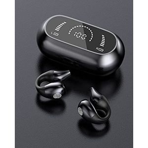 FAFOUR Bluetooth 5.3 Bone Conduction Clip Headphones Wireless Pijnloos Waterdicht Mini Sport Oorbellen Noise Cancelling HiFi Kwaliteit Lange Batterijlevensduur (zwart)