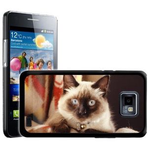 Fancy A Snuggle Harde hoes voor Samsung Galaxy S2 i9100, motief Siamese kat
